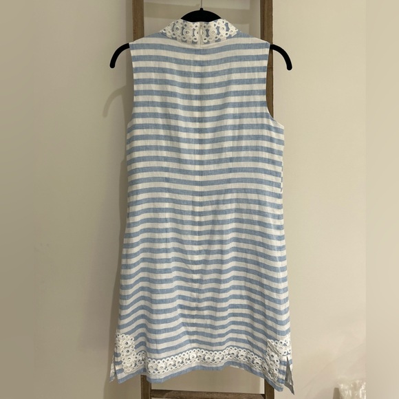 Eliza J Stripe Sleeveless Linen Cotton Shift Sheath Midi Dress Size 8 - Picture 4 of 9